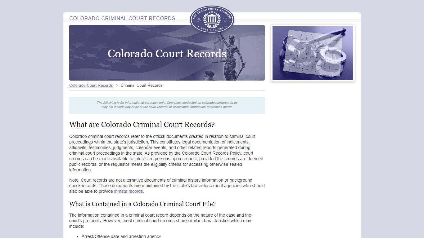 Colorado Criminal Court Records | ColoradoCourtRecords.us