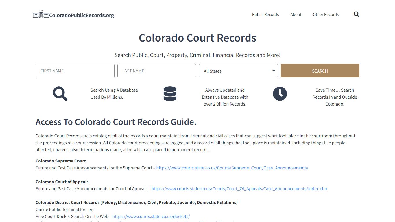Colorado Court Records: ColoradoPublicRecords.org